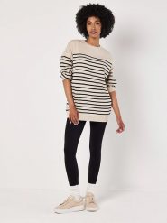 Apricot Sweter w kolorze kremowo-czarnym rozmiar: S. Brązowe swetry Apricot, s, bez wzorów, bez ramiączek. Za 110.29 zł.
