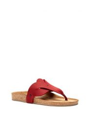 Comfortfusse Skórzane japonki w kolorze czerwonym rozmiar: 37. Czerwone klapki Comfortfüße, bez wzorów, z nubiku, z otwartym noskiem, bez obcasa. Za 184.89 zł.
