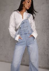 Niebieskie Jeansy Ogrodniczki z Nogawką Balloon z Bawełną Vimalliene. Niebieskie jeansy Renee, l, bez wzorów, z podwyższonym stanem. Za 159.99 zł.