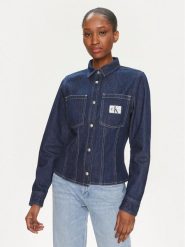 Calvin Klein Jeans Koszula jeansowa Lean J20J222825 Niebieski Slim Fit. Niebieskie koszule Calvin Klein Jeans, xs, bez wzorów, z bawełny, bez kołnierzyka, bez ramiączek. Za 249.99 zł.