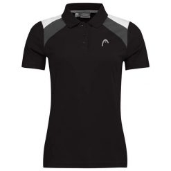 Koszulka polo damska CLUB 22 Tech. Czarne koszulki polo Head, bez wzorów, z materiału, bez ramiączek, tenisowe. W wyprzedaży za 140.00 zł.