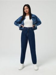 Jeansy balloon high waist - niebieski. Niebieskie jeansy Sinsay, bez wzorów, z podwyższonym stanem. W wyprzedaży za 39.99 zł.