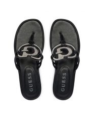 Guess Japonki FLJSM2 SAT21 Czarny. Czarne klapki Guess, z aplikacjami, ze skóry, bez obcasa. Za 589.99 zł.