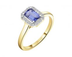 Pierścionek z żółtego złota z diamentami i tanzanitem - próba 585. Żółte pierścionki Apart, z diamentem, złote. Za 5,790.00 zł.