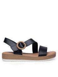 Lasocki Sandały WFA2719-3Z Czarny. Czarne sandały Lasocki, bez wzorów, ze skóry, bez obcasa, na płaskiej podeszwie, bez zapięcia. Za 99.99 zł.