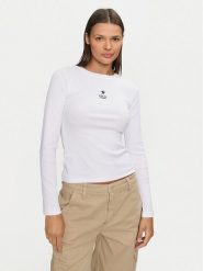 Guess Jeans Bluzka W4YI65 KA0H1 Biały Slim Fit. Białe bluzki Guess Jeans, s, z aplikacjami, z bawełny, bez kołnierzyka, bez ramiączek. Za 159.99 zł.
