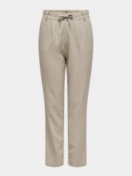 ONLY Spodnie materiałowe Caro Poptrash 15278710 Beżowy Comfort Fit. Brązowe spodnie materiałowe Only, xs, bez wzorów, ze lnu. Za 99.99 zł.