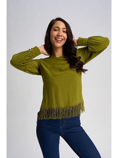 Marks & Spencer Bluzka w kolorze oliwkowym rozmiar: 47. Brązowe bluzki Marks & Spencer, bez wzorów, z wiskozy, bez kołnierzyka, bez ramiączek. Za 26.81 zł.