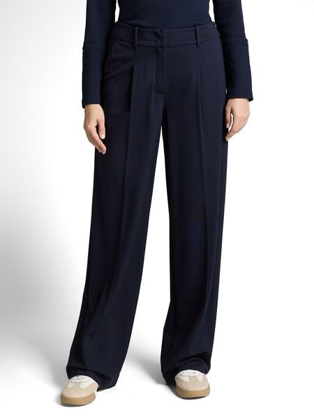 Tom Tailor Spodnie w kolorze granatowym rozmiar: W34/L32. Niebieskie spodnie materiałowe Tom Tailor, l, bez wzorów, z materiału. Za 124.95 zł.