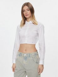 Tommy Jeans Koszula DW0DW17344 Biały Slim Fit. Białe koszule Tommy Jeans, xs, bez wzorów, z bawełny, biznesowe, bez kołnierzyka, bez ramiączek. Za 239.99 zł.