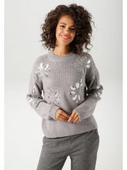 Aniston Sweter w kolorze szarym rozmiar: 38. Szare swetry Aniston, bez wzorów, ze splotem, bez ramiączek. Za 69.91 zł.