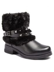 Jenny Fairy Botki WS2726-03 Czarny. Czarne botki Jenny Fairy, bez wzorów, ze skóry, bez obcasa, na płaskiej podeszwie, bez zapięcia. Za 62.99 zł.