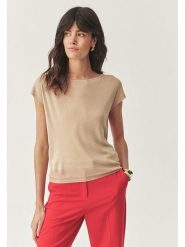 TATUUM Bluzka "Mollia" w kolorze beżowym rozmiar: M. Brązowe bluzki Tatuum, m, bez wzorów, bez kołnierzyka, bez ramiączek. Za 123.53 zł.
