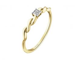 Pierścionek z żółtego złota z diamentami - 0,02 ct - próba 375. Żółte pierścionki Apart, z diamentem, złote. W wyprzedaży za 650.30 zł.