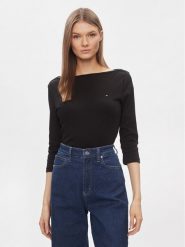 Tommy Hilfiger Bluzka New Cody WW0WW40589 Czarny Slim Fit. Czarne bluzki TOMMY HILFIGER, l, bez wzorów, z bawełny, bez kołnierzyka, bez ramiączek. Za 279.99 zł.