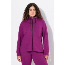 Damskie Bluza rozpinana stójka kieszeń kangurka dłuższy tył. Czerwone bluzy Ulla Popken, plus size, bez wzorów, z bawełny, bez kaptura. W wyprzedaży za 191.99 zł.