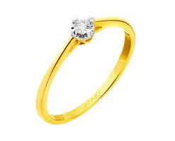 Pierścionek z żółtego złota z brylantem - serce - 0,05 ct - próba 585. Żółte pierścionki Apart, z brylantem, złote. Za 1,959.00 zł.