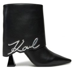 Botki KARL LAGERFELD. Czarne botki KARL LAGERFELD, bez wzorów, bez obcasa, na słupku, bez zapięcia. Za 1,249.00 zł.