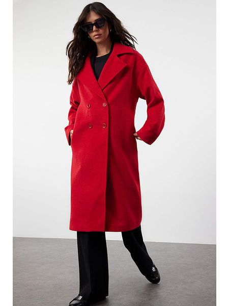 Trendyol Płaszcz przejściowy w kolorze czerwonym rozmiar: 40. Czerwone płaszcze Trendyol, bez wzorów, bez kaptura. Za 139.87 zł.