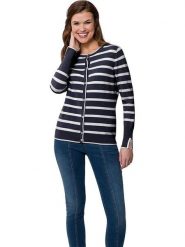 Heine Kardigan w kolorze granatowo-kremowym rozmiar: 42. Niebieskie kardigany Heine, bez wzorów, ze splotem. Za 65.38 zł.