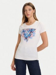 Guess T-Shirt W5BI29 J1314 Écru Slim Fit. T-shirty Guess, xxl, z aplikacjami, z bawełny, bez kołnierzyka, bez ramiączek. Za 239.99 zł.