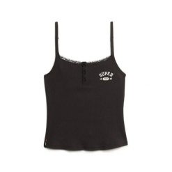 Damski tank top Superdry Athletic Essentials. Czarne topy Superdry, bez wzorów, bez kołnierzyka, bez ramiączek. Za 119.45 zł.