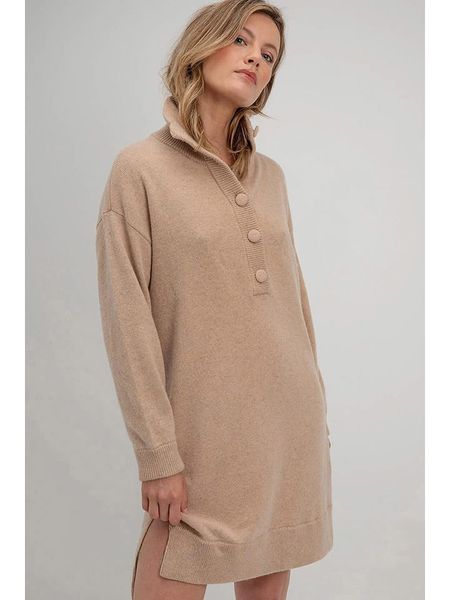 Josephine & Co Sukienka "Stacey" w kolorze beżowym rozmiar: XL. Brązowe sukienki Josephine & Co, na co dzień, xl, bez wzorów, z bawełny, bez kołnierzyka, bez ramiączek, midi, proste. Za 290.57 zł.