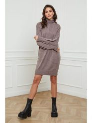 Joséfine Sukienka dzianinowa "Warren" w kolorze szarobrązowym rozmiar: L. Brązowe sukienki Joséfine, l, bez wzorów, z dzianiny, bez kołnierzyka, bez ramiączek, mini. Za 217.99 zł.