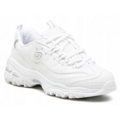 Buty damskie Skechers D'LITES 11949-WSL białe sneakersy sportowe skóra. Białe obuwie sportowe Skechers, ze skóry, bez zapięcia, trekkingowe, Skechers Sport. Za 295.00 zł.