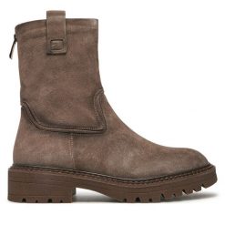 Botki Tamaris. Szare botki Tamaris, bez wzorów, bez obcasa, na płaskiej podeszwie, bez zapięcia. Za 519.99 zł.