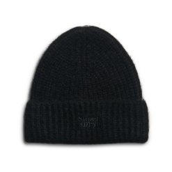 Czapka damska Superdry Rib. Czarne czapki Superdry, bez wzorów, z dzianiny. Za 117.90 zł.