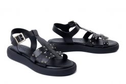 WONDERS AB-1567 negro, sandały damskie. Czarne sandały Wonders, bez wzorów, bez obcasa, bez zapięcia. Za 509.50 zł.