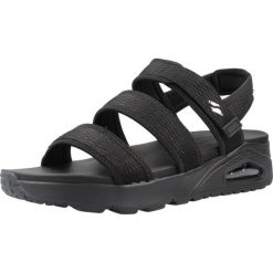 Sandały SKECHERS 120017S Czarny. Czarne sandały Skechers, bez wzorów, z tkaniny, bez obcasa, bez zapięcia. Za 220.99 zł.