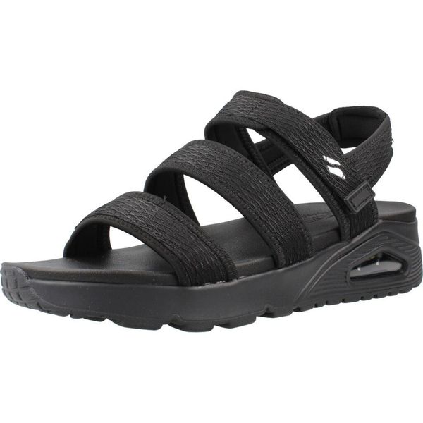 Sandały SKECHERS 120017S Czarny. Czarne sandały Skechers, bez wzorów, z tkaniny, bez obcasa, bez zapięcia. Za 175.99 zł.