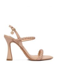 Nine West Sandały EO-LS95066-25 Różowy. Czerwone sandały Nine West, bez wzorów, z materiału, bez obcasa, na szpilce, bez zapięcia. Za 279.99 zł.
