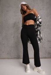 Czarne Kopertowe Legginsy Flare High Waist Azinore. Czarne legginsy Renee, m, bez wzorów, z jeansu, z podwyższonym stanem. Za 39.99 zł.