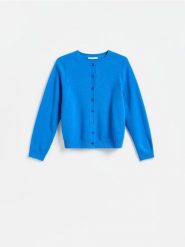 Wełniany kardigan - niebieski. Niebieskie kardigany Reserved, l, bez wzorów, z wełny. Za 179.99 zł.