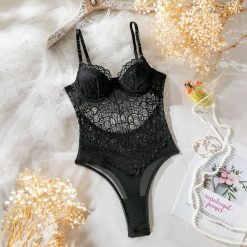 Body z koronką na specjalne okazje Orminda. Czarne body Intica, m, bez wzorów, z koronki. Za 129.00 zł.