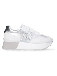 Liu Jo Skórzane sneakersy w kolorze srebrno-białym rozmiar: 39. Białe trampki Liu Jo, bez wzorów, z materiału, bez zapięcia. Za 351.38 zł.