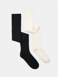 Prążkowane podkolanówki z domieszką bawełny 2 pack - wielobarwny. Skarpety Sinsay, bez wzorów, z bawełny. Za 17.99 zł.