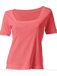 Heine Koszulka w kolorze koralowym rozmiar: 40. Czerwone bluzki Heine, bez wzorów, z bawełny, bez kołnierzyka, bez ramiączek. Za 50.95 zł.