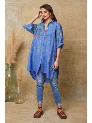 Joséfine Lniana sukienka "Pardess" w kolorze niebiesko-zielonym rozmiar: L. Niebieskie sukienki Joséfine, l, bez wzorów, ze lnu, bez kołnierzyka, bez ramiączek, mini. Za 143.99 zł.