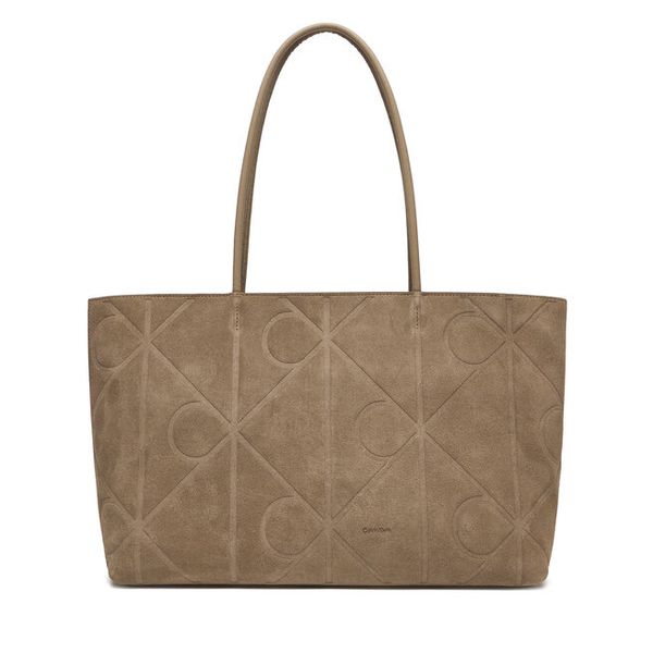 Torebka Calvin Klein. Brązowe shopper Calvin Klein, bez wzorów, bez dodatków. Za 1,099.00 zł.