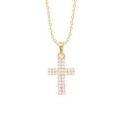 Naszyjnik ze złota próby 375 z zawieszką w kształcie krzyża o wielkości 1,5 cm na łańcuszku Forza. Żółte naszyjniki Lilou, z cyrkonią, złote. Za 846.00 zł.