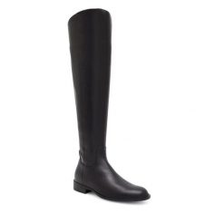 Muszkieterki GINO ROSSI. Czarne kozaki Gino Rossi, bez obcasa, na płaskiej podeszwie, bez zapięcia. Za 459.99 zł.