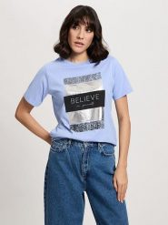 Cross Jeans Koszulka w kolorze błękitnym rozmiar: XL. Niebieskie bluzki Cross Jeans, xl, bez wzorów, z jeansu, bez kołnierzyka, bez ramiączek. Za 56.79 zł.