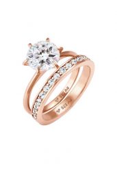 Elli Damska obrączka zestaw soliter glamour z kryształami w srebrze próby 925 Sterling Silver Pierścionki 1 ct Damski. Szare pierścionki Elli, z kryształem, srebrne. Za 383.99 zł.