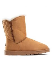 ISLAND BOOT Botki zimowe "Zasha" w kolorze jasnobrązowym rozmiar: 38. Brązowe botki Island Boot, na zimę, bez wzorów, z materiału, bez obcasa, bez zapięcia. Za 145.26 zł.