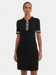 Morgan Sukienka dzianinowa 261-RMCAMI Czarny Slim Fit. Czarne sukienki Morgan, xs, bez wzorów, z dzianiny, bez kołnierzyka, bez ramiączek. Za 399.99 zł.