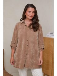 Curvy Lady Bluzka w kolorze jasnobrązowym rozmiar: 44/46. Brązowe bluzki Curvy Lady, bez wzorów, klasyczne, bez kołnierzyka, bez ramiączek. Za 153.95 zł.